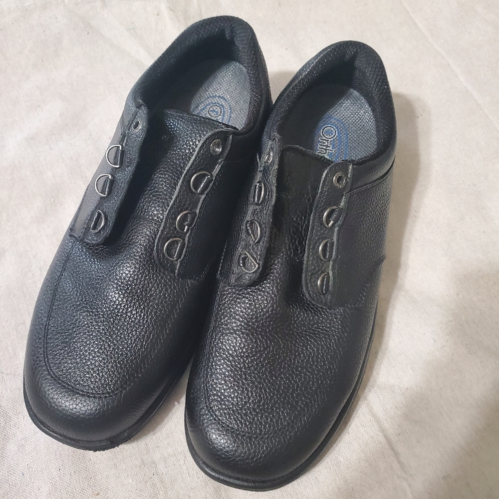 Orthofeet Avery Island Black Men's Leather Shoes 10.5 Medium